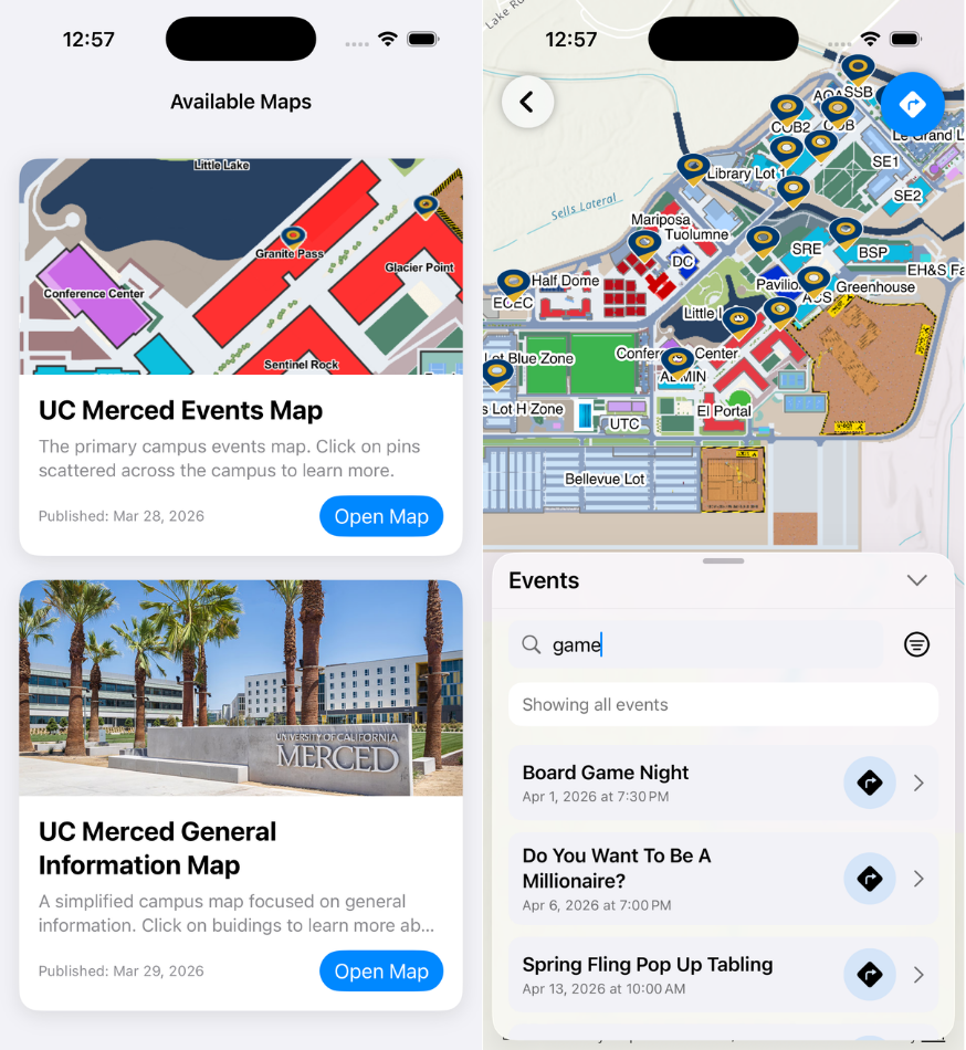Preview of the UCM Hub iPhone app