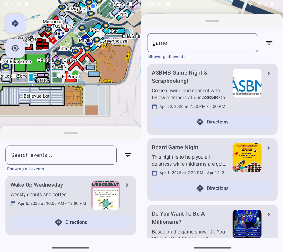 Preview of the UCM Hub Android app
